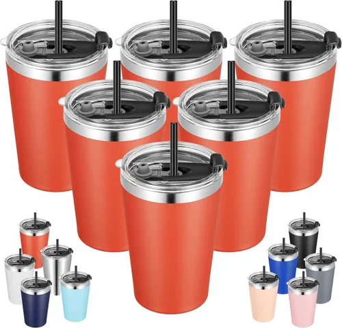 Vista 30 de VEGOND - Vaso térmico de acero inoxidable de 12 onzas con aislamiento al vacío de doble pared, vaso para viaje con tapa y pajita reutilizable Negro