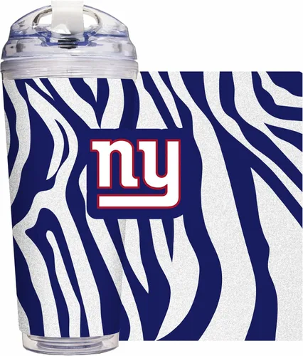 Vista 30 de Rico Industries NFL Football Glitter 24 onzas Vaso de purpurina acrílico con tapa con bisagra, Vaso de doble pared oficialmente licenciado con pajita