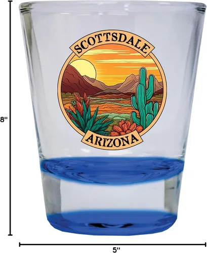 Vista 3 de Scottsdale Arizona Design A Souvenir - Vaso de chupito redondo de 1.5 onzas, color azul, paquete de 2
