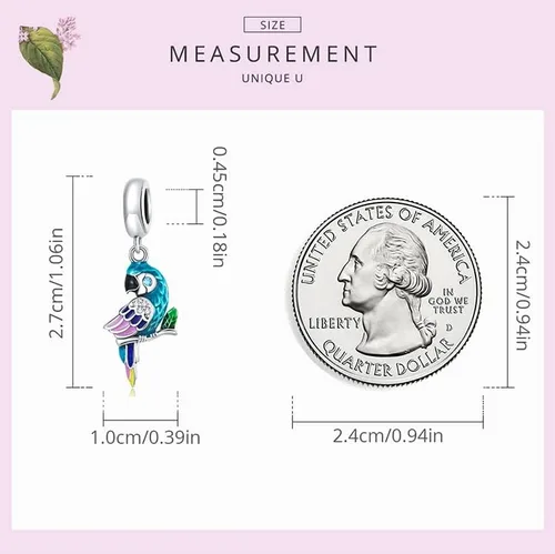 Vista 4 de Abalorios de la suerte para pulseras, pulseras originales de plata de ley 925 100% 925 (colgante de loro), Plata esterlina, plata de ley