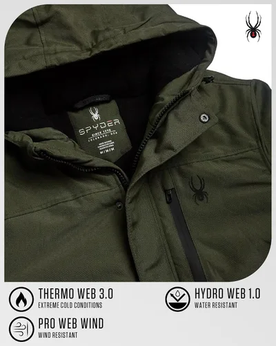 Vista 4 de Spyder Abrigos de Invierno para Hombres - Chaqueta de Forro Polar Parka Abrigo de Plumón de Invierno Resistente al Viento Impermeable Chaquetas