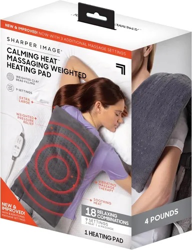 Vista 9 de Sharper Image - Almohadilla térmica con peso para masaje de calor calmante Ajustes de temperatura, función de apagado automático, regalo