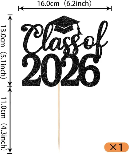 Vista 2 de Rsstarxi 1 paquete de 2026 con tapa de graduación 2026, decoración de pastel de felicitaciones graduadas para decoración de fiesta de graduación