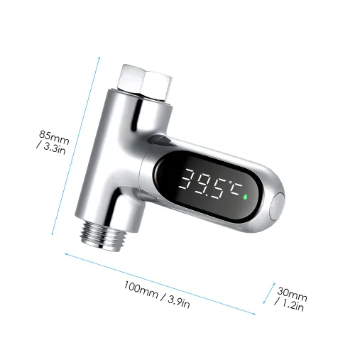 Vista 3 de Pantalla de termómetro de ducha, termómetro digital LED de 0 ~ 212.0 °F para baño de bebé, pantalla Fahrenheit/centígrado, pantalla giratoria