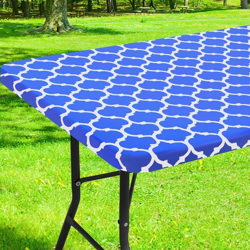 Vista 32 de Smiry Mantel cuadrado para mesa de pícnic, manteles de camping impermeables elásticos ajustables, protector de mantel de vinilo con respaldo de Gris