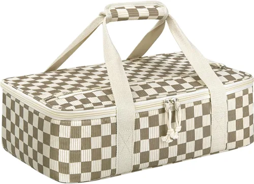 Vista 32 de Porta cacerolas aislado, porta ollas portátil para alimentos calientes o fríos, bolsa de lasaña para almuerzo para fiestas de comida, se adapta a