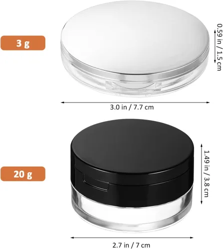 Vista 4 de Beaupretty Recipiente de polvo suelto de 2 piezas con soplo de polvo suelto, estuche compacto, estuche vacío de plástico reutilizable, vacío