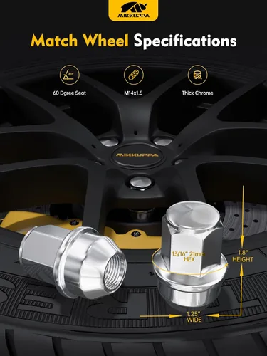 Vista 9 de MIKKUPPA 9/16-18 Tuercas de rueda OEM, reemplazo para tuercas de rueda Dodge Dakota 2005-2010, Durango 2004-2009, ruedas de fábrica Ram 1500