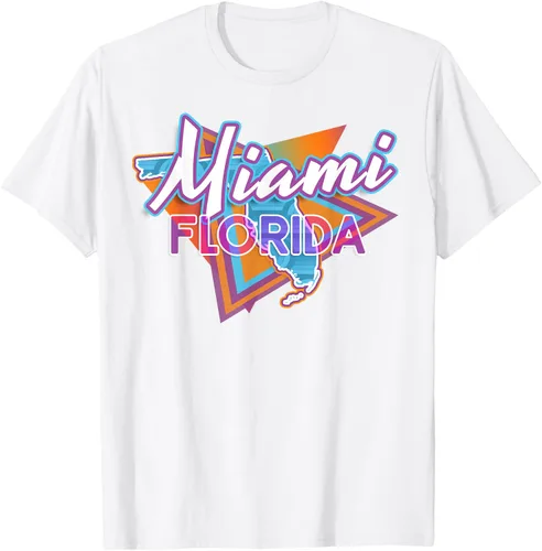 Vista 22 de Camiseta retro vintage de Miami Florida, Negro, S