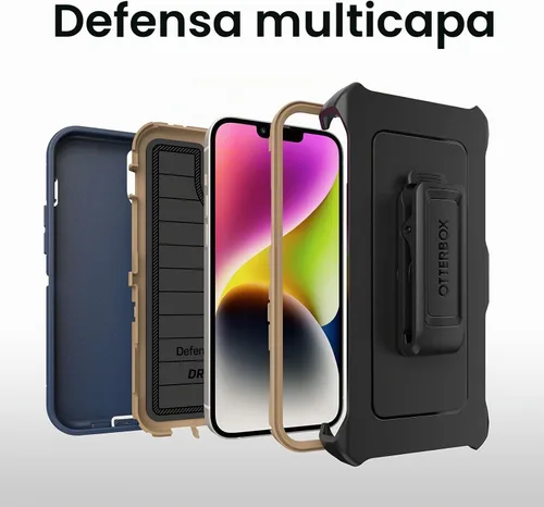Vista 2 de OtterBox Defender Series - Funda de edición sin pantalla para iPhone 14 Plus (solamente), clip de funda incluida, protección de defensa microbiana