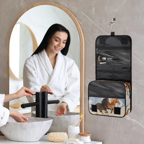 Vista 7 de Bardic Neceser de viaje colgante, bolsa de aseo para galope, animales de gran capacidad, bolsa de cosméticos de maquillaje, kit de aseo portátil