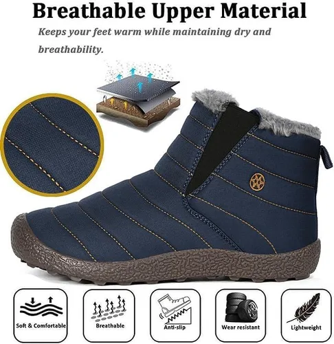 Vista 2 de Eagsouni Botas de nieve para hombre y mujer, zapatos de invierno, antideslizantes, resistentes al agua, totalmente forradas de piel, para exteriores