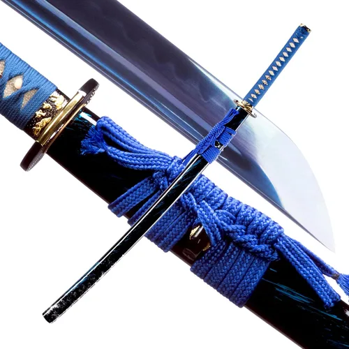 Vista 11 de Espada Katana Japonesa Samurai Hecha a Mano con Saya de Madera de Rayskin Dura, Puede Cortar Bambú