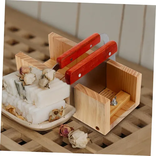 Vista 7 de KAILIKETIY 1 juego de moldes de madera para cortar jabón con cortador recto ondulado mango de madera ergonómico herramienta para cortar jabón fácil