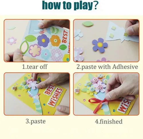 Vista 4 de Kit para hacer tarjetas, kit de tarjetas de felicitación hecho a mano para niños, niñas, niños, tarjeta de agradecimiento, tarjeta del día