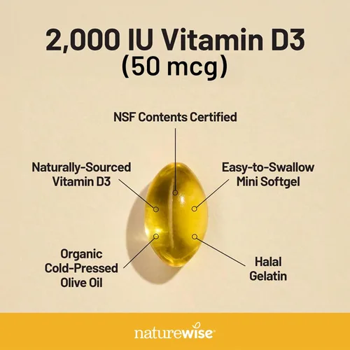 Vista 3 de Cápsulas de gel de vitamina D3 2000iu, de NatureWise, 1, 1