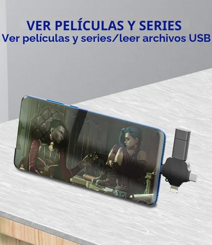 Vista 2 de Adaptador OTG USB a Lightning Micro USB tipo C (3 en 1) compatible con Samsung LG Apple iPhone15 14 13 12 Pro Max Plus iPad Air Mini cámara lector