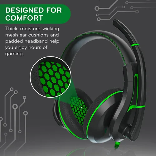 Vista 3 de ThinkWrite Technologies Victory 250XG auriculares de PC de primera calidad auriculares con cable para juegos con conector de 0138in verde