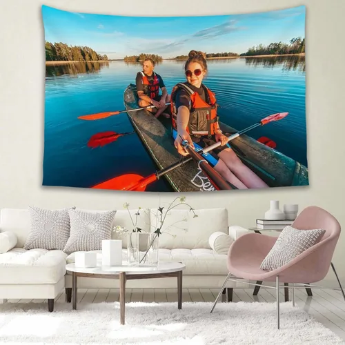 Vista 7 de HTYJFIG Tapiz personalizado para subir imágenes, tapiz de fondo personalizado, regalos personalizados para decoración del hogar y dormitorio