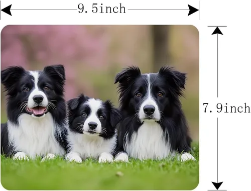 Vista 5 de Border Collie - Alfombrilla de mouse de goma antideslizante para computadoras, laptop, oficina, hogar, rectangular, personalizable, 9.5 x 7.9