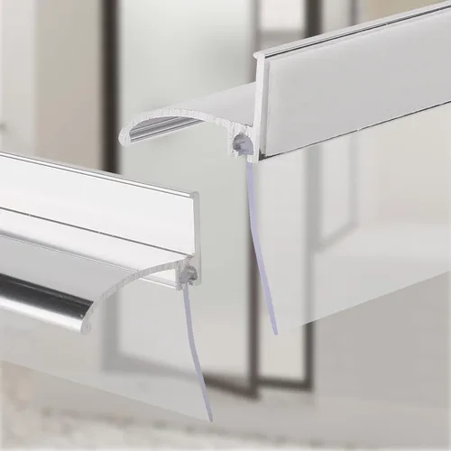 Vista 6 de Barra de goteo para puerta de ducha con marco de 25 pulgadas con escobilla de vinilo, deflector de agua inferior para puerta de ducha cromada