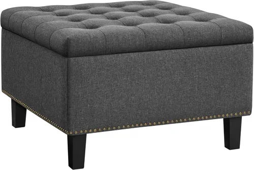 Vista 12 de Yaheetech Banco otomano de entrada de 49 pulgadas con almacenamiento, taburete multiusos para reposapiés, color gris oscuro