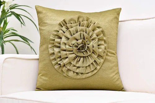 Vista 4 de Funda de almohada verde oliva (flor 3D, 12 x 12 pulgadas, paquete de 1)
