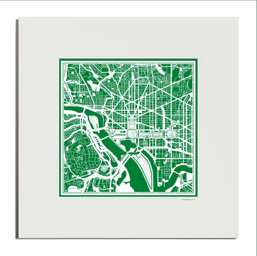 Vista 114 de O3 Design Studio San Diego, CA Paper Cut Map Matted Grey 20x20 in Paper Art