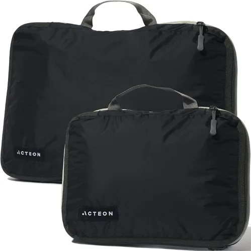 Vista 7 de Cubos de compresión de viaje 2 bolsas organizadoras de equipaje y maleta Juego de viaje grande y pequeño, organizador de almacenamiento de ropa