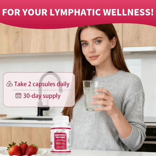 Vista 6 de Suplementos de drenaje linfático, suplemento de apoyo del sistema linfático de 1860 mg para mujeres con diente de león, bardana, equinácea, rutina
