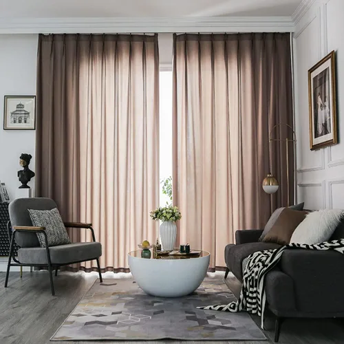 Vista 2 de 2 cortinas con plisado de pellizco para ventana, semitraslúcidas, de 63 pulgadas de largo, color gris y azul, con tacto suave de lujo de terciopelo
