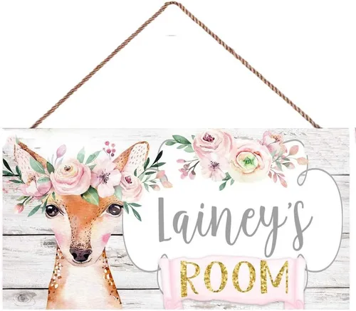 Vista 7 de JZDKJN Personalize Name Decoración de la pared del hogar Colgante de elefante bebé rosa dormitorio niño niña habitación creativa pared colgante