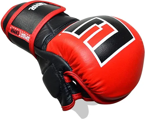 Vista 6 de Combat Corner Guantes de cuero puro Elite Spar MMA para hombres y mujeres, guantes de entrenamiento de boxeo, Muay Thai, MMA Sparring