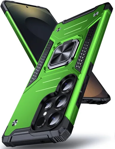 Vista 58 de DASFOND Diseñada para funda Galaxy S8 con soporte, anillo metálico giratorio mejorado de 360°, soporte kickstand de grado militar, resistente a