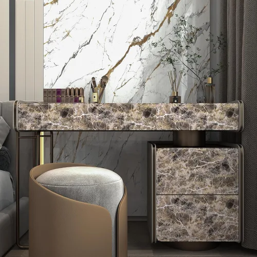 Vista 8 de BAYYA Papel de contacto de mármol marrón de 118x16 pulgadas, papel pintado despegar y pegar para gabinetes de cocina, adhesivo de granito
