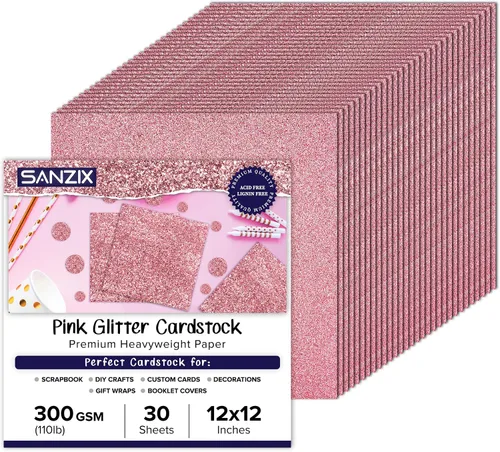 Vista 11 de SANZIX 30 hojas de papel de cartulina negra con purpurina de 12x12" - 110lb 300 GSM papel premium con purpurina brillante para Cricut, decoraciones