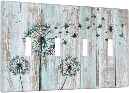 Vista 90 de Cubiertas Decorativas para Placas de Interruptor Diente de León Azul Rústico Citas Inspiradoras Casa de Campo Tablón de Madera Gris 1 Gang Cubierta