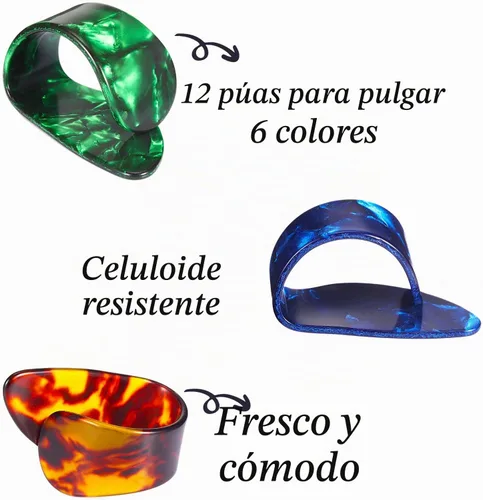 Vista 5 de Frienda 12 púas de pulgar de guitarra de celuloide