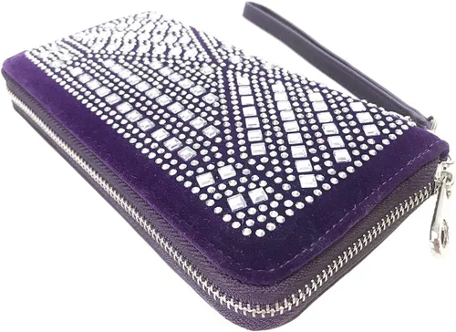 Vista 2 de Gem Sparkle - Cartera a juego con diamantes de imitación para bolso brillante, Púrpura