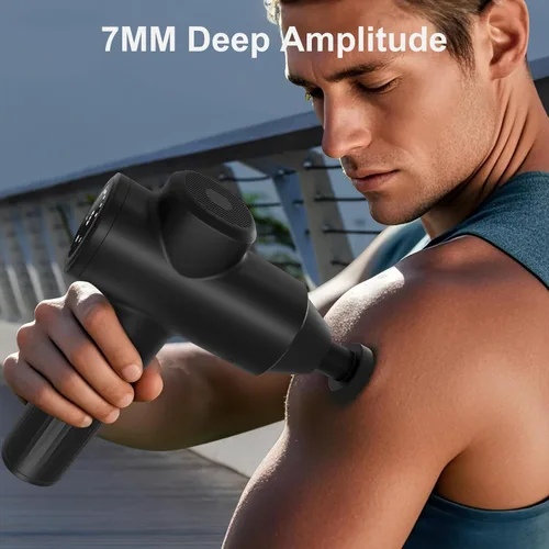 Vista 2 de Pistola de masaje Mebak 7, pistola de masaje de tejido profundo para alivio del dolor, masajeador muscular para hogar, oficina y gimnasio, 5 niveles