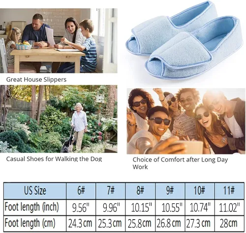 Vista 7 de Git-up -Pantuflas para mujer con diabetesartritisedema, cierre ajustable, espuma viscoelástica, punta abierta, extra ancha