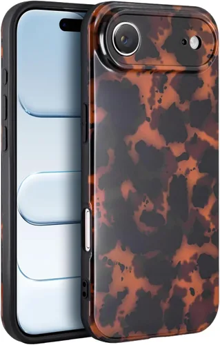 Vista 22 de Funda para iPhone 17 Pro, cubierta delgada de TPU con diseño de caparazón de tortuga ligera para mujeres, soporte para teléfono con protección Carey