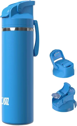 Vista 12 de OISIZ Botella de agua aislada de 24 onzas con boquilla 2 en 1 y tapa de popote, cierre de seguridad de un clic, 100% a prueba de fugas, mantiene