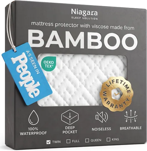 Vista 8 de Protector de colchón individual 100% impermeable, protección de 360 grados contra derrames, manchas y accidentes para padres y dueños de mascotas