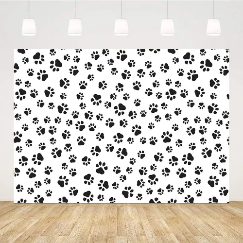 Vista 2 de Sendy Telón de fondo de pata de perro de 7 x 5 pies para niños, fondo de fotografía de feliz cumpleaños, decoración de fiesta de baby shower