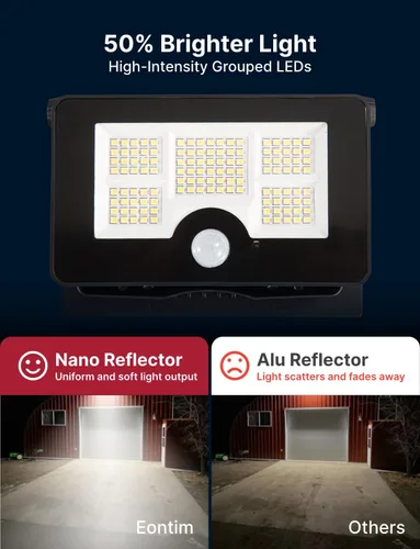 Vista 6 de Luz Solar de Inundación, 122 LEDs Luces Exteriores Brillantes con Sensor de Movimiento, Luz de Seguridad Solar de Anochecer a Amanecer para Patio