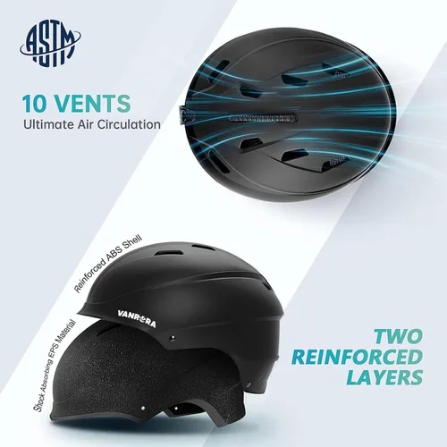 Vista 2 de VANRORA Juego de casco y gafas de esquí, casco de snowboard para hombres Casco Negro/Lente Gris Revo Azul Recubrimiento Gafas