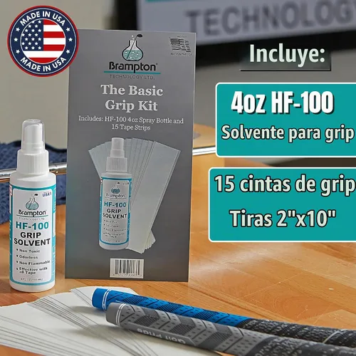 Vista 2 de Kit Básico de Agarre de Golf Brampton para Reacondicionamiento de Palos de Golf - 15 Cintas de Agarre de Golf Premium de 2"x10", y Solvente