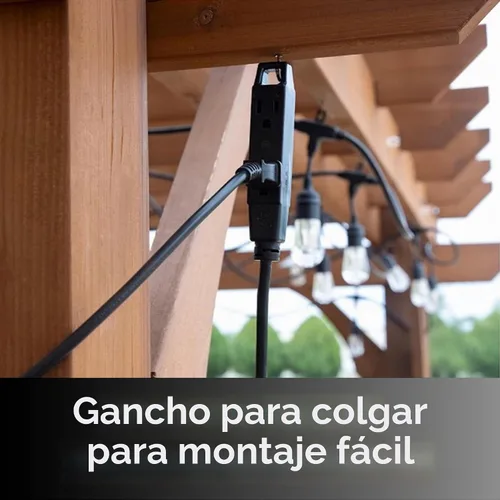 Vista 5 de UltraPro Paquete de 2 cables de extensión para interiores de 3 tomas de Negro