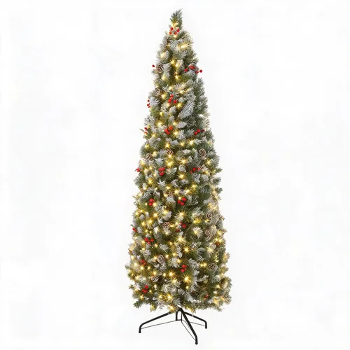 Vista 10 de IDEALHOUSE Árbol de Navidad artificial preiluminado de 7.5 pies Blanco